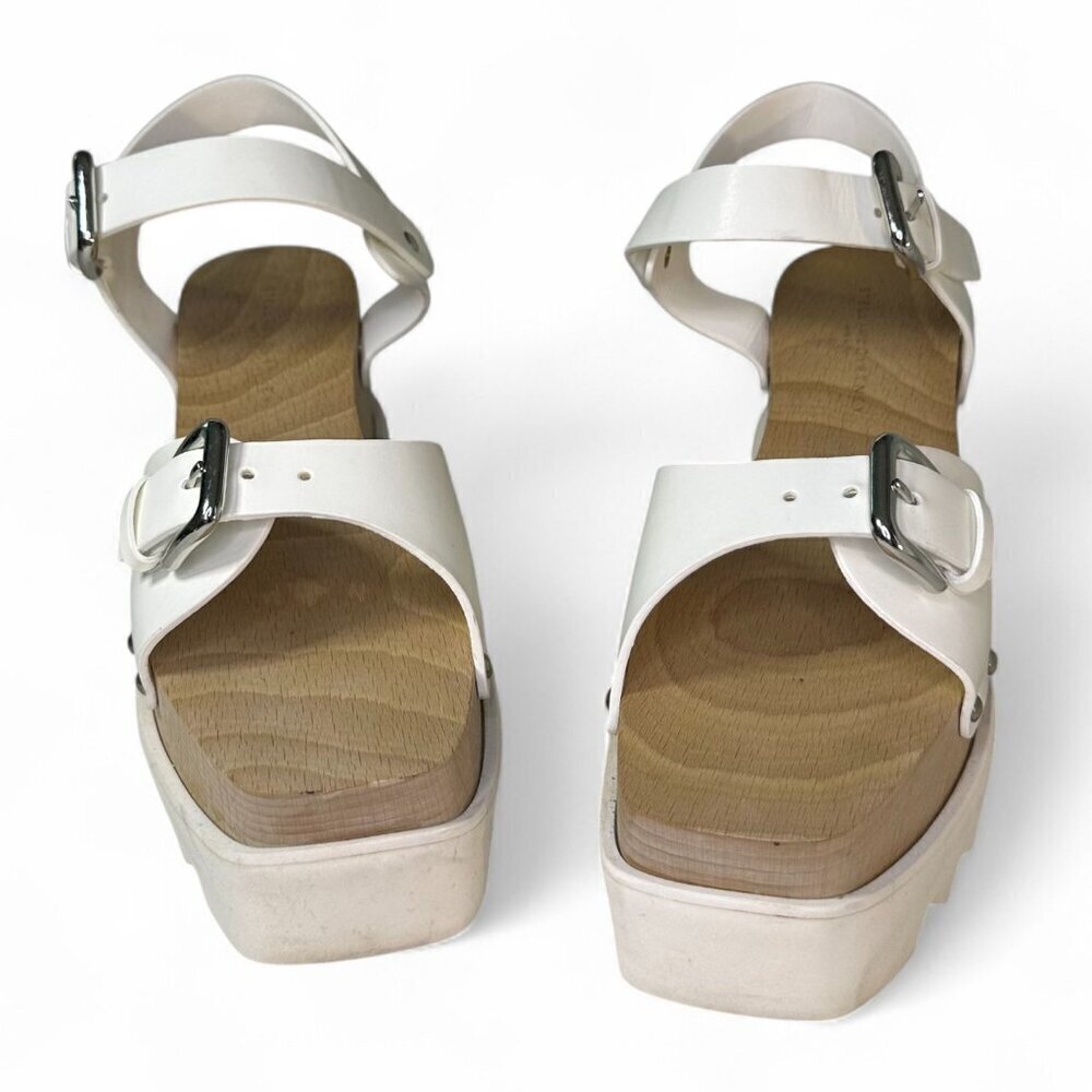 Stella McCartney Women's White Elyse Platform Wooden Sandal EU 38.5 - Picture 2 of 12